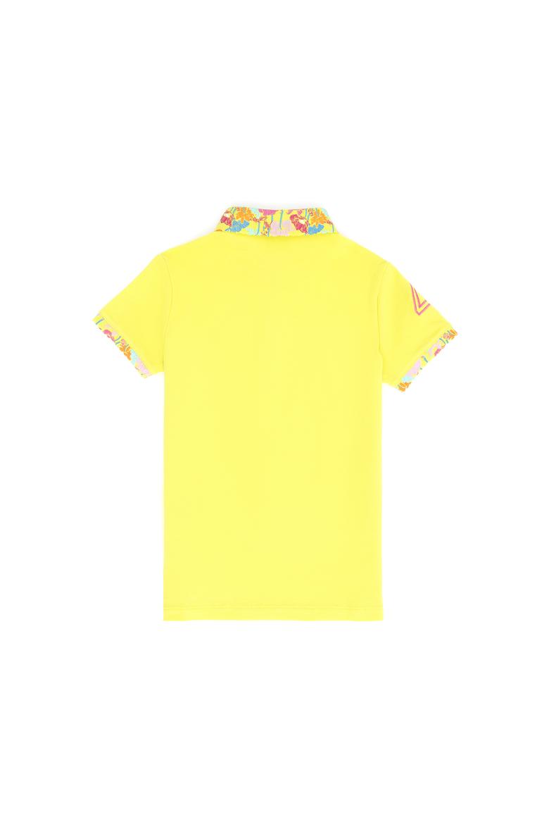 Kız Çocuk Neon Sarı Basic Polo Yaka Tişört - 50265667155
