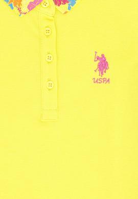 Kız Çocuk Neon Sarı Basic Polo Yaka Tişört - 50265667155