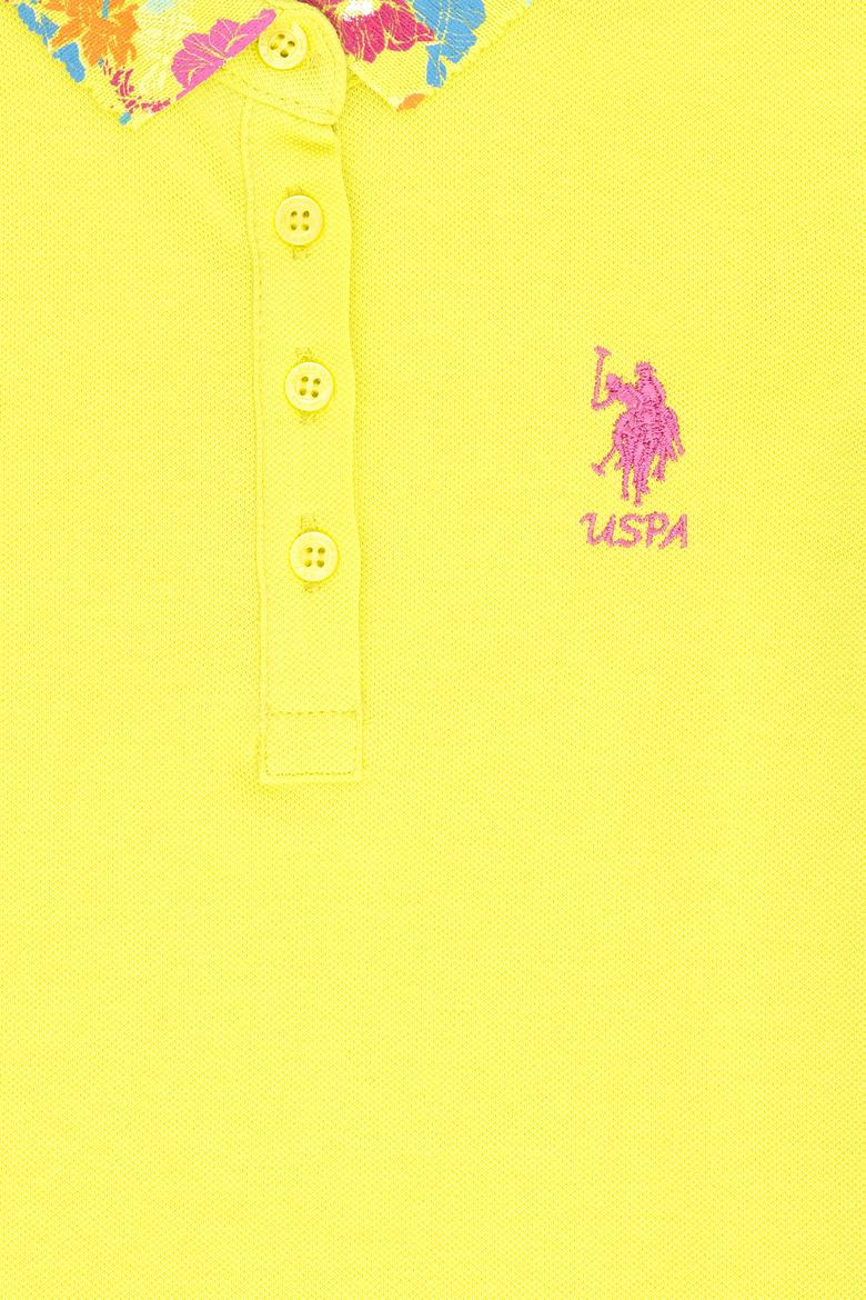 Kız Çocuk Neon Sarı Basic Polo Yaka Tişört - 50265667155