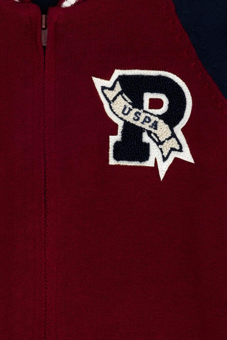 Erkek Çocuk Bordo Bisiklet Yaka Triko Hırka - 50271364020