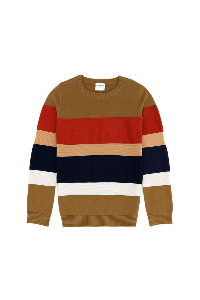 Erkek Çocuk Açık Haki Bisiklet Yaka Kazak