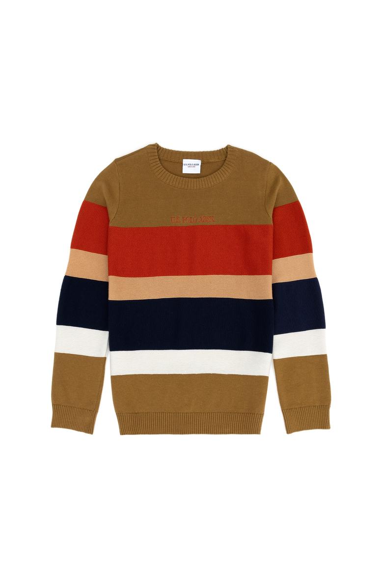 Erkek Çocuk Açık Haki Bisiklet Yaka Kazak