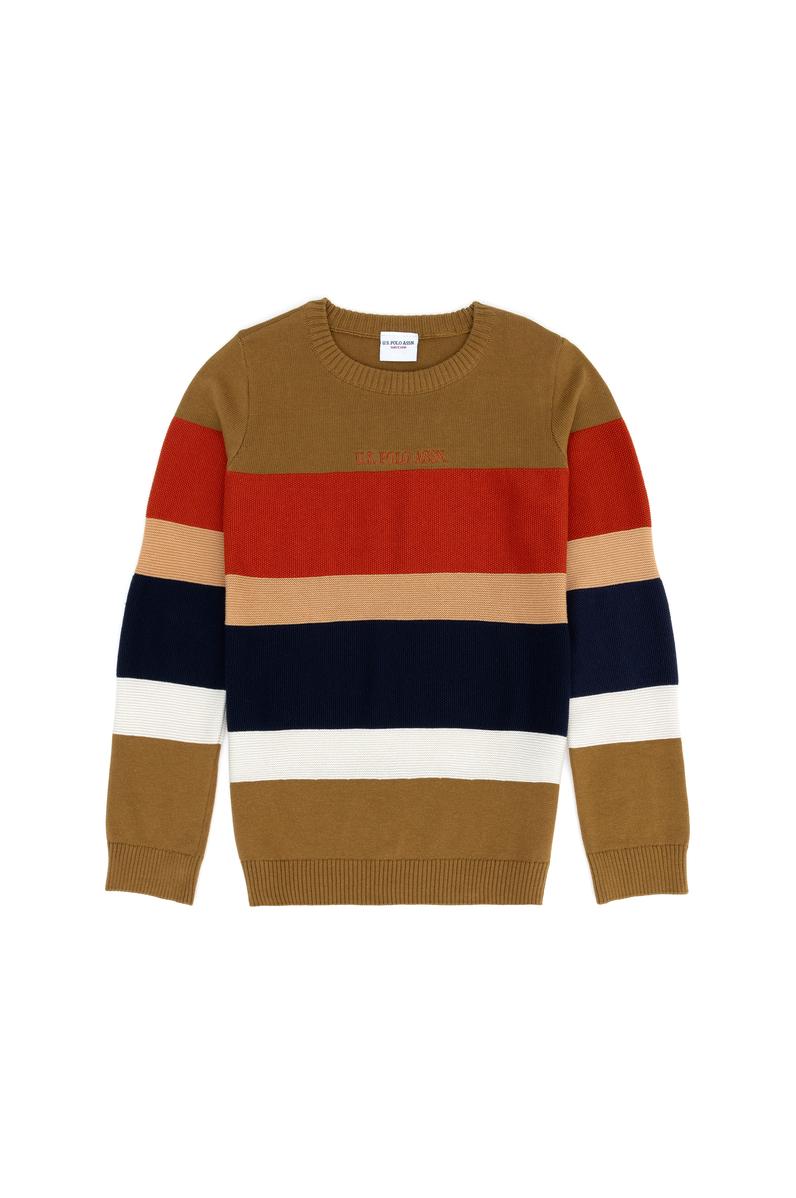 Erkek Çocuk Açık Haki Bisiklet Yaka Kazak