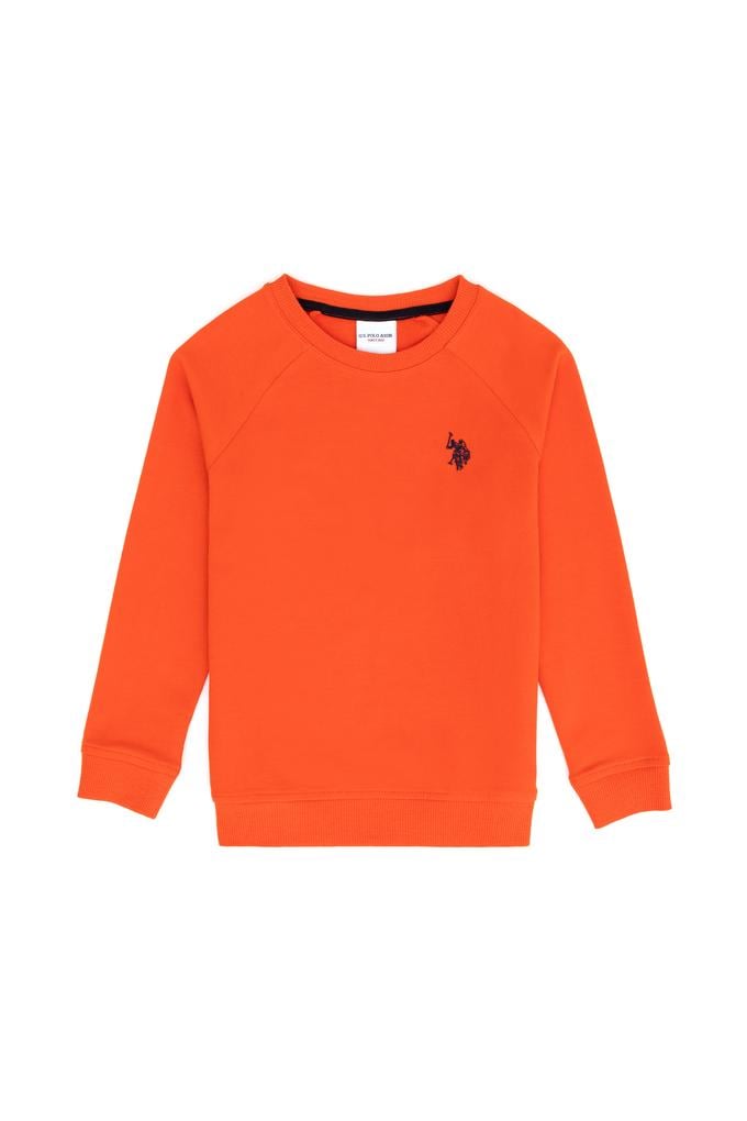 Erkek Çocuk Turuncu Basic Bisiklet Yaka Sweatshirt