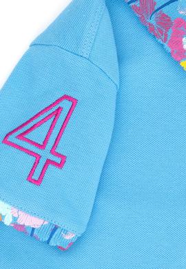 Kız Çocuk Turkuaz Basic Polo Yaka Tişört - 50265667083