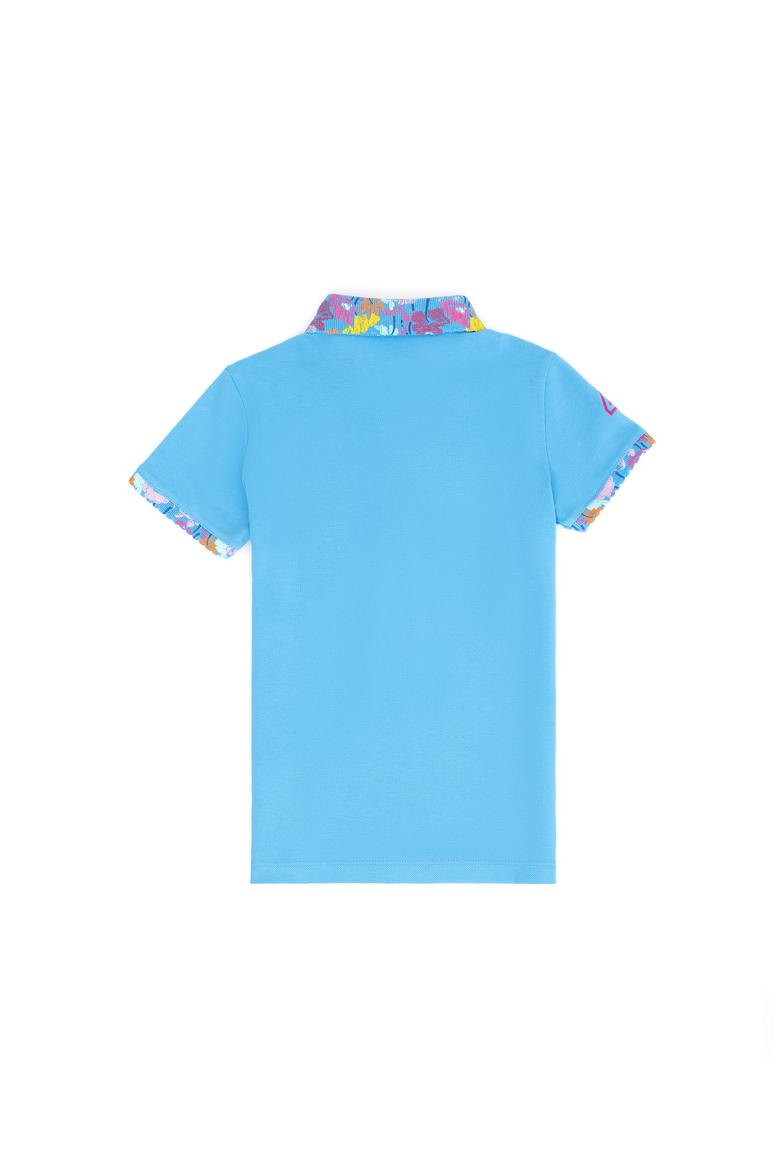 Kız Çocuk Turkuaz Basic Polo Yaka Tişört - 50265667083