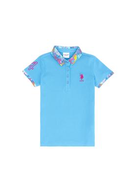 Kız Çocuk Turkuaz Basic Polo Yaka Tişört - 50265667083