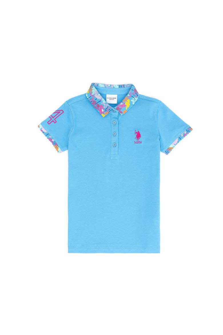 Kız Çocuk Turkuaz Basic Polo Yaka Tişört