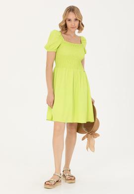 Kadın Neon Sarı Dokuma Elbise - 50262578010