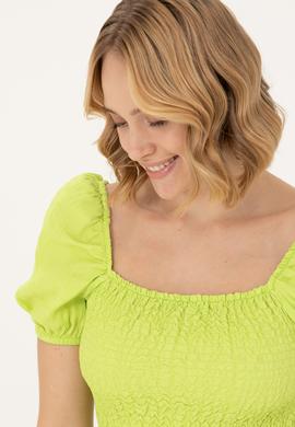 Kadın Neon Sarı Dokuma Elbise - 50262578010