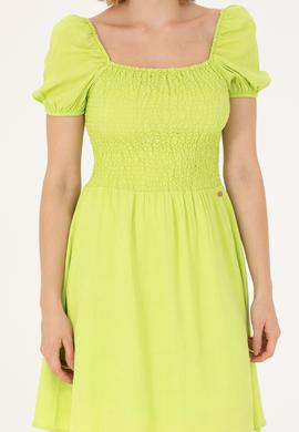 Kadın Neon Sarı Dokuma Elbise - 50262578010