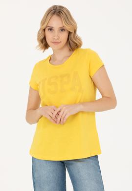 Kadın Sarı Basic Bisiklet Yaka Tişört - 50262670093