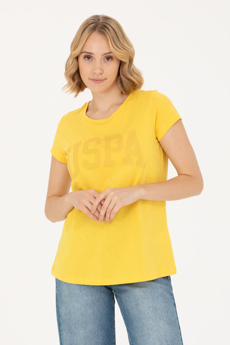 Kadın Sarı Basic Bisiklet Yaka Tişört