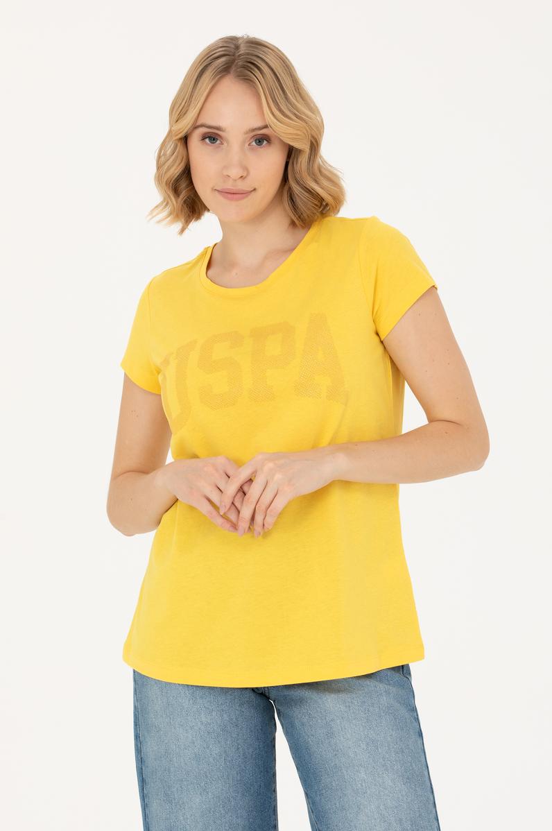 Kadın Sarı Basic Bisiklet Yaka Tişört