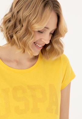 Kadın Sarı Basic Bisiklet Yaka Tişört - 50262670093