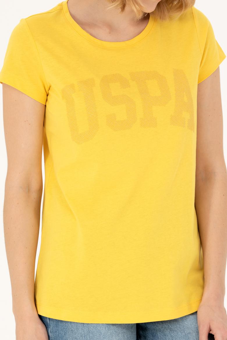 Kadın Sarı Basic Bisiklet Yaka Tişört - 50262670093