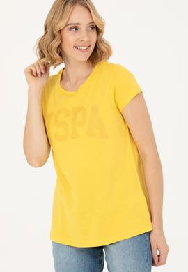 Kadın Sarı Basic Bisiklet Yaka Tişört - 50262670093