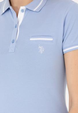 Kadın Mavi Polo Yaka Tişört - 50262671068