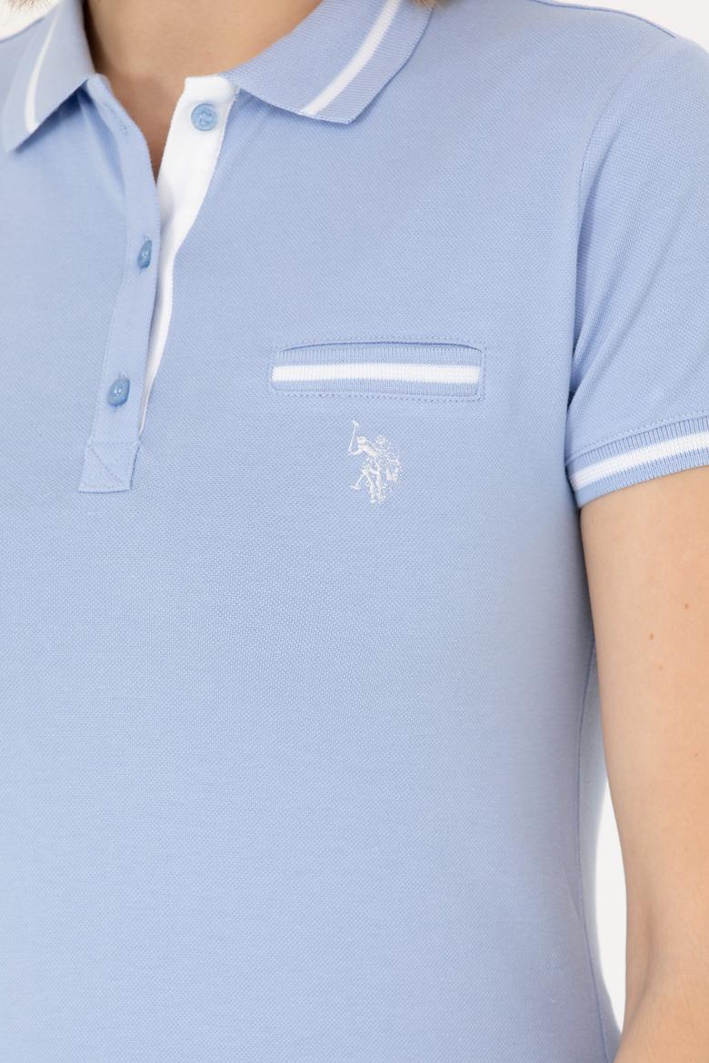 Kadın Mavi Polo Yaka Tişört - 50262671068