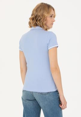 Kadın Mavi Polo Yaka Tişört - 50262671068