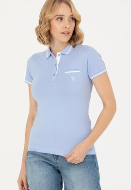 Kadın Mavi Polo Yaka Tişört - 50262671068