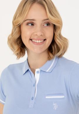 Kadın Mavi Polo Yaka Tişört - 50262671068