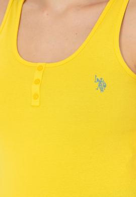 Kadın Sarı Bisiklet Yaka Kolsuz Basic Tişört - 50262673133