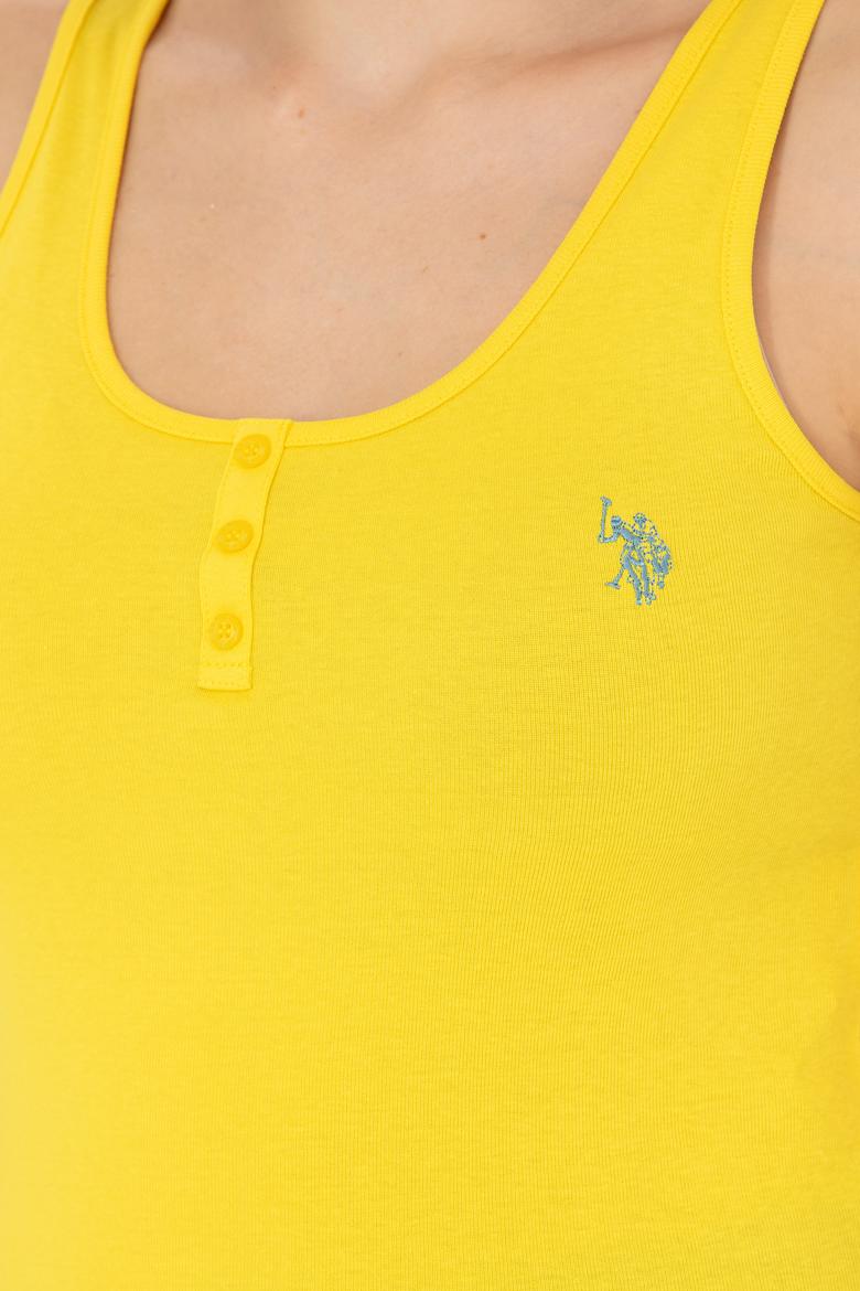 Kadın Sarı Bisiklet Yaka Kolsuz Basic Tişört - 50262673133