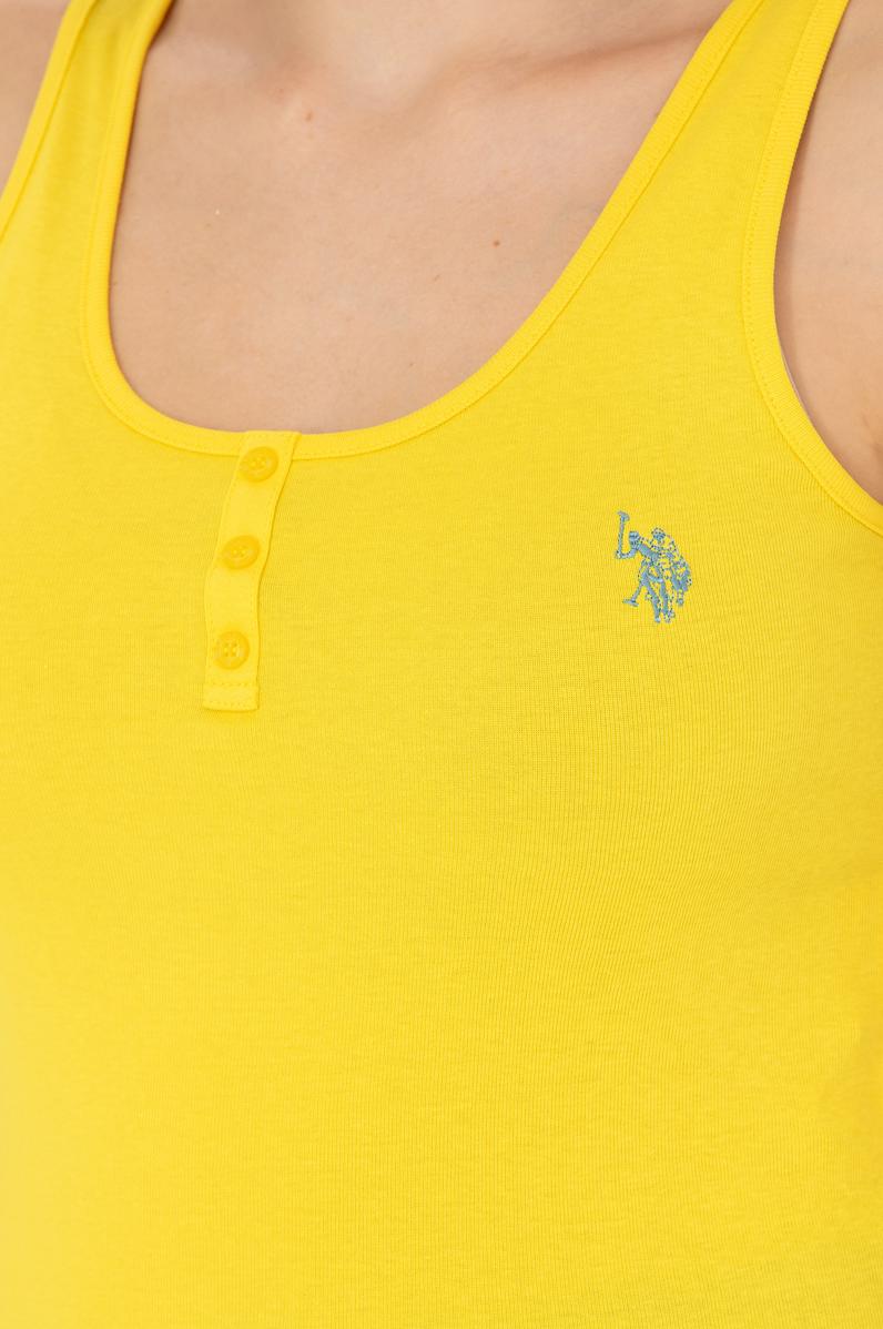 Kadın Sarı Bisiklet Yaka Kolsuz Basic Tişört