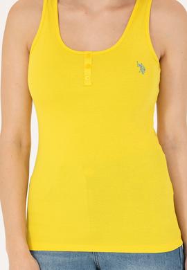 Kadın Sarı Bisiklet Yaka Kolsuz Basic Tişört - 50262673133