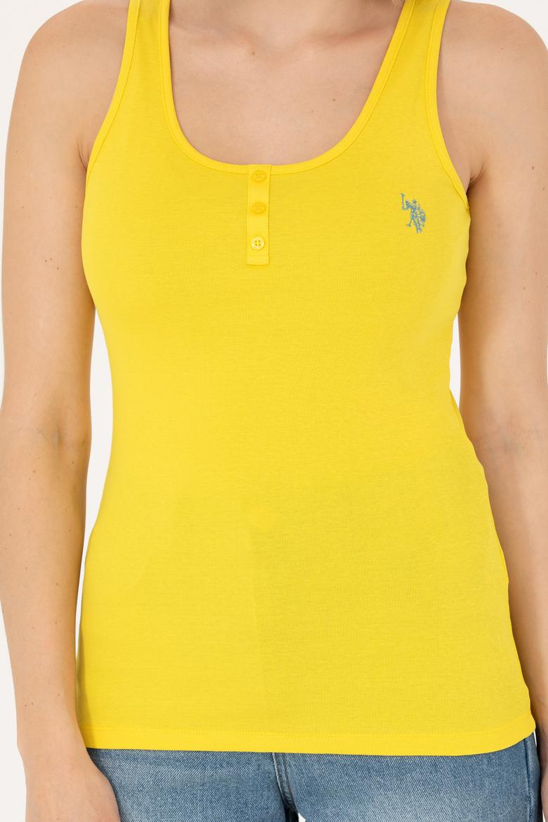 Kadın Sarı Bisiklet Yaka Kolsuz Basic Tişört - 50262673133