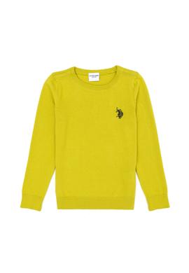 Kız Çocuk Fıstık Yeşili Basic Bisiklet Yaka Kazak - 50275851122