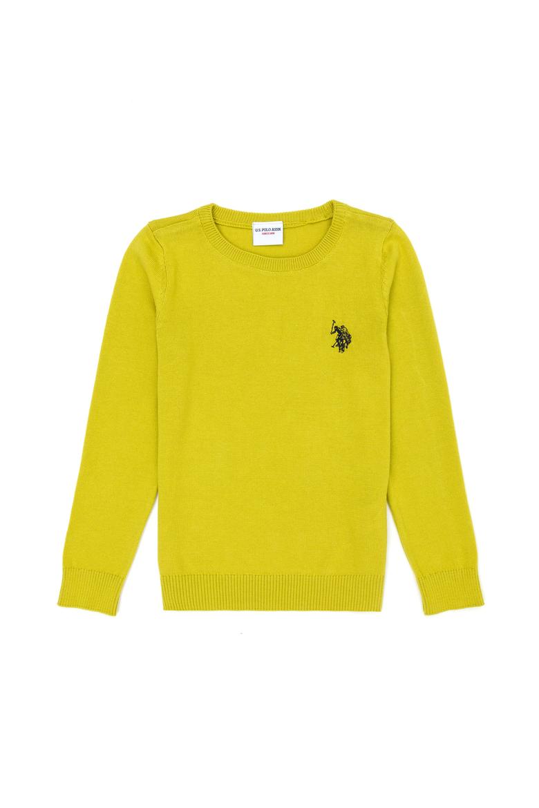 Kız Çocuk Fıstık Yeşili Basic Bisiklet Yaka Kazak