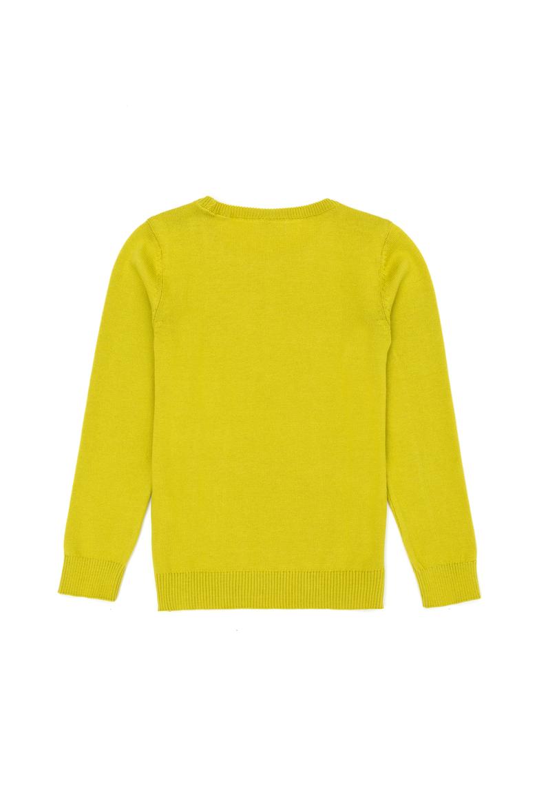 Kız Çocuk Fıstık Yeşili Basic Bisiklet Yaka Kazak - 50275851122