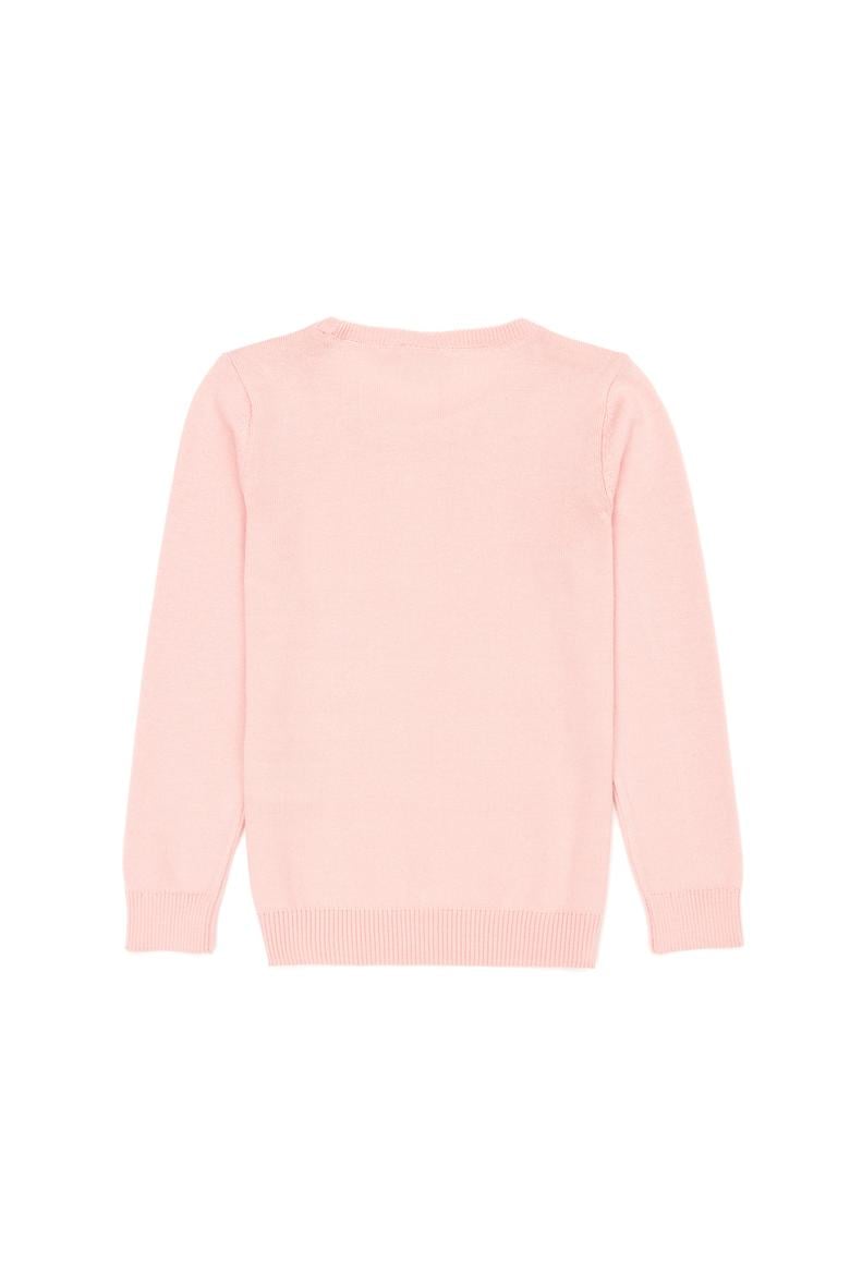 Kız Çocuk Toz Pembe Bisiklet Yaka Basic Kazak - 50275851134