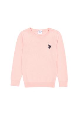 Kız Çocuk Toz Pembe Bisiklet Yaka Basic Kazak - 50275851134