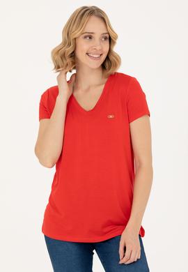 Kadın Kırmızı Basic Tişört - 50262610109
