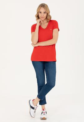 Kadın Kırmızı Basic Tişört - 50262610109