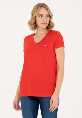 Kadın Kırmızı Basic Tişört - 50262610109
