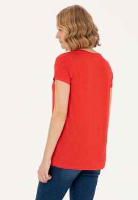 Kadın Kırmızı Basic Tişört - 50262610109