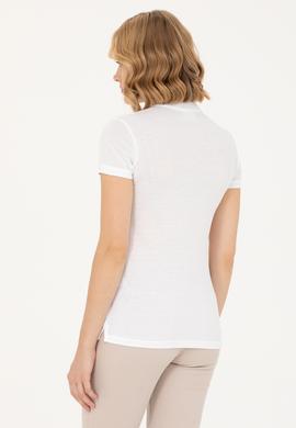 Kadın Beyaz Basic Polo Yaka Tişört - 50262695011