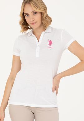 Kadın Beyaz Basic Polo Yaka Tişört - 50262695011