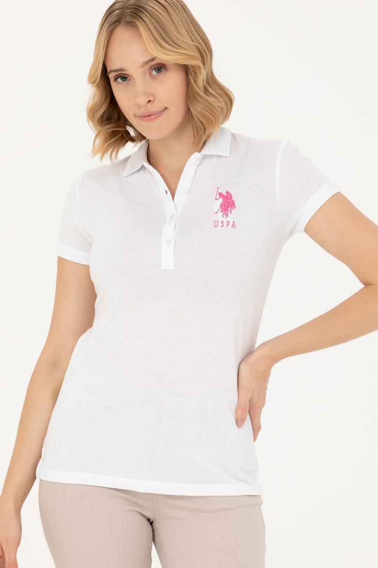 Kadın Beyaz Basic Polo Yaka Tişört - 50262695011