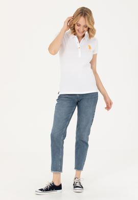 Kadın Beyaz Basic Polo Yaka Tişört - 50262699005