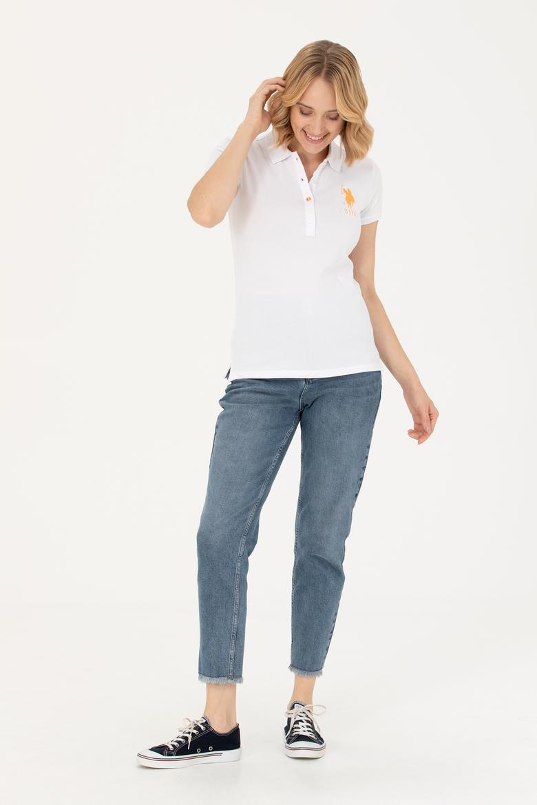 Kadın Beyaz Basic Polo Yaka Tişört - 50262699005