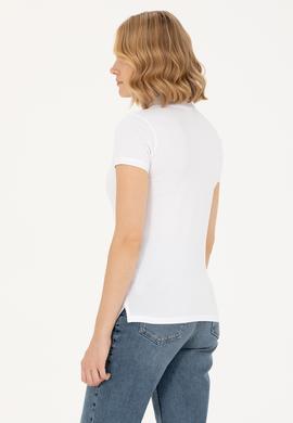 Kadın Beyaz Basic Polo Yaka Tişört - 50262699005