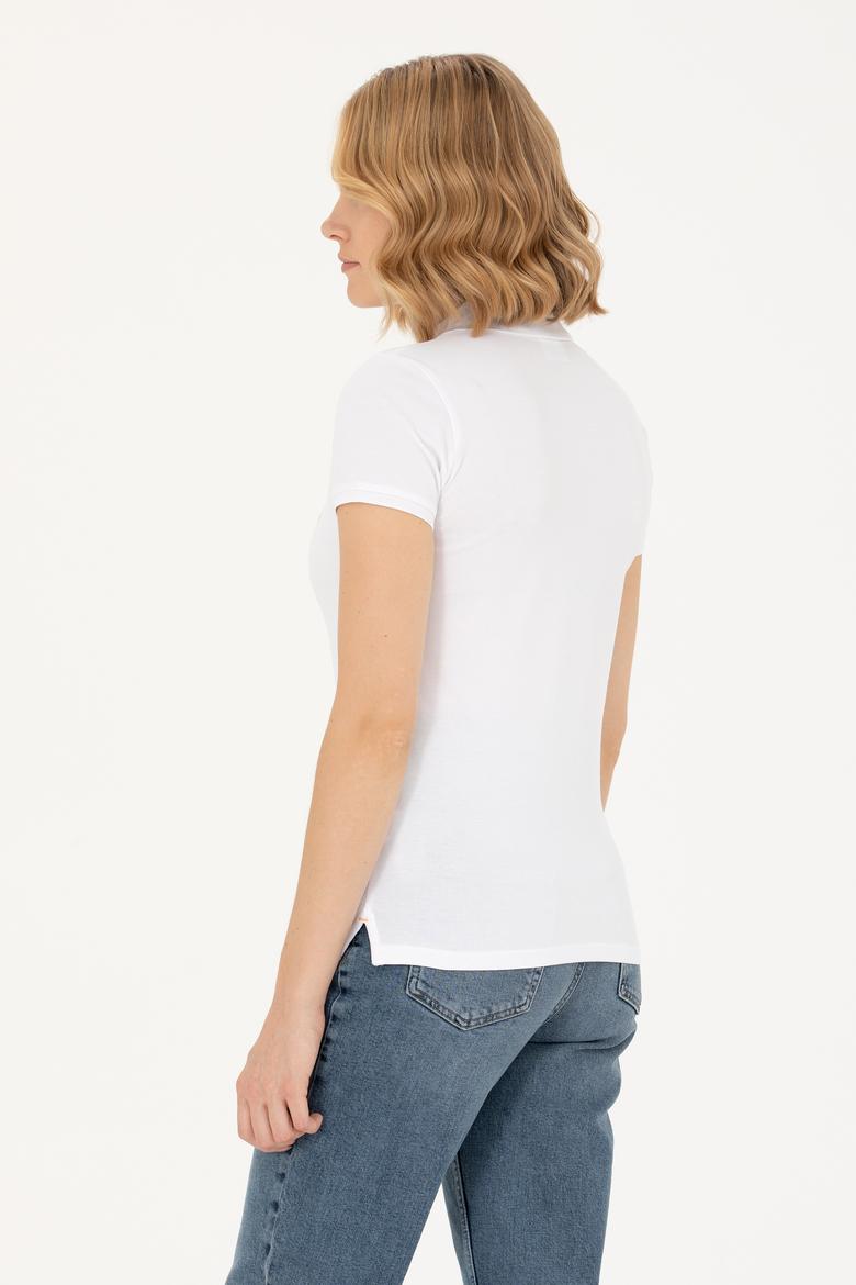 Kadın Beyaz Basic Polo Yaka Tişört - 50262699005