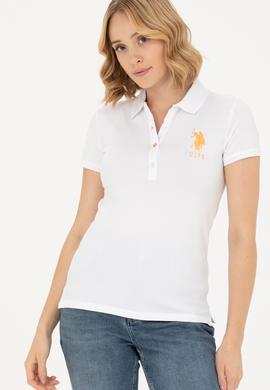 Kadın Beyaz Basic Polo Yaka Tişört - 50262699005