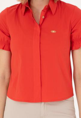 Kadın Kırmızı Kısa Kollu Gömlek - 50264219009