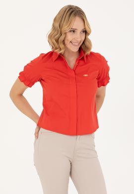 Kadın Kırmızı Kısa Kollu Gömlek - 50264219009